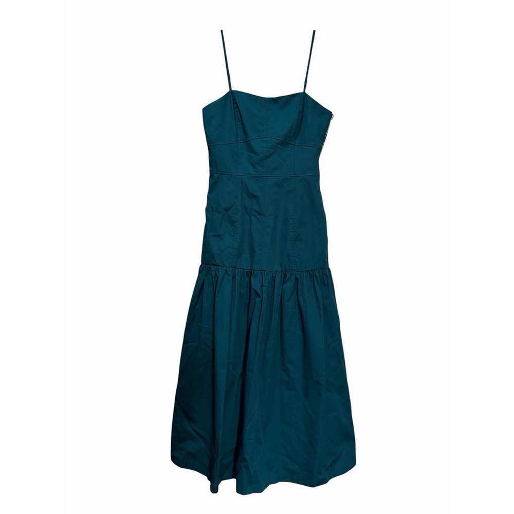 Ina Small Teal Sleeveless Strappy Poplin Midi Dress Dance Formal Prom Date B17